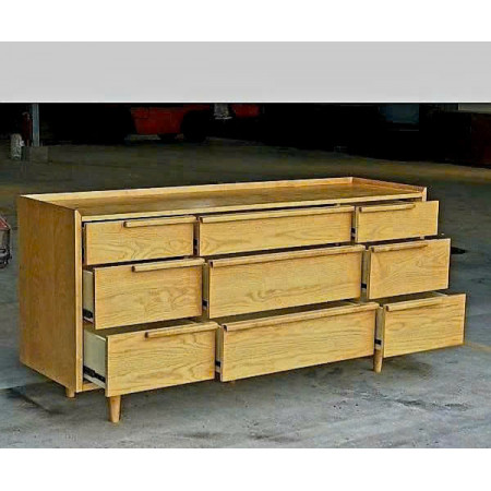 SB589 : Tủ Ngang 09 Ngăn Kéo Màu Vàng Gỗ - Ngang 172cm